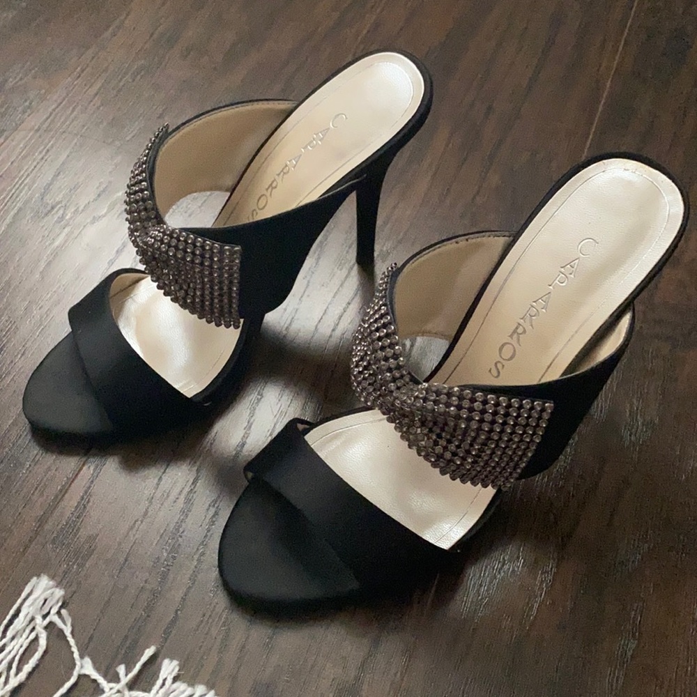 Satin black heels